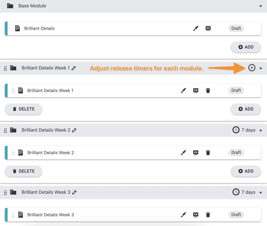Adjust module release timers