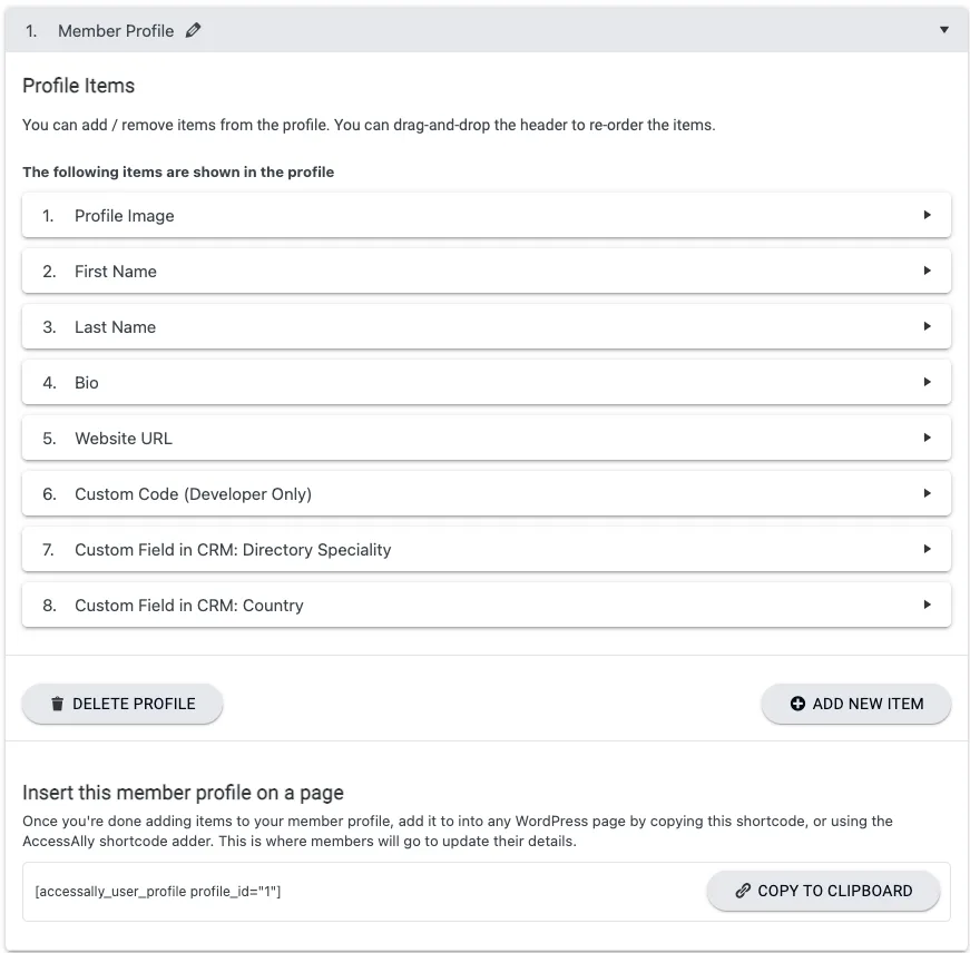 AccessAlly Member Profile Backend