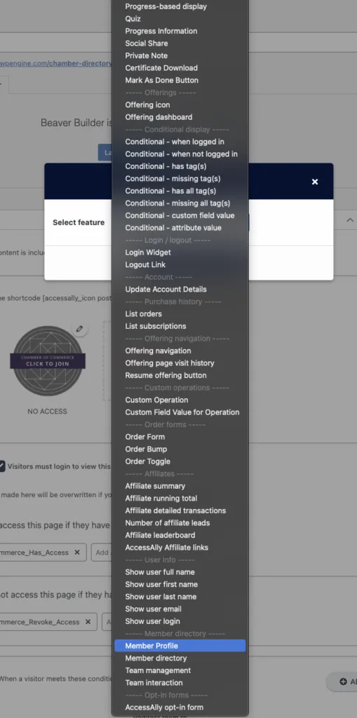 AccessAlly Member Profile Shotcode Generator