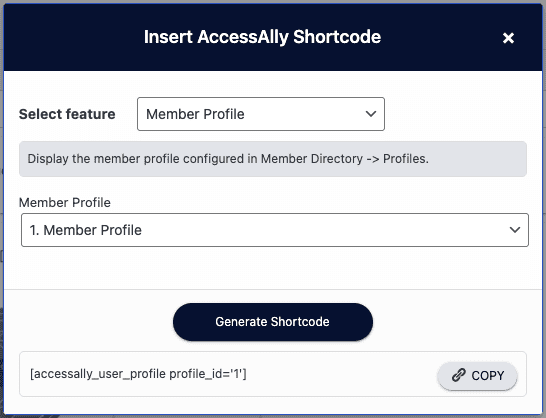 AccessAlly Member Profile Shotcode
