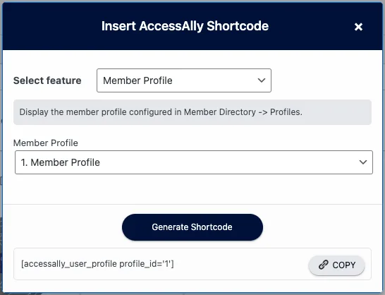 AccessAlly Member Profile Shotcode