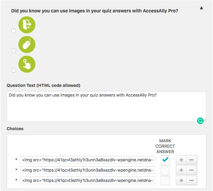 Use images in your quiz answers