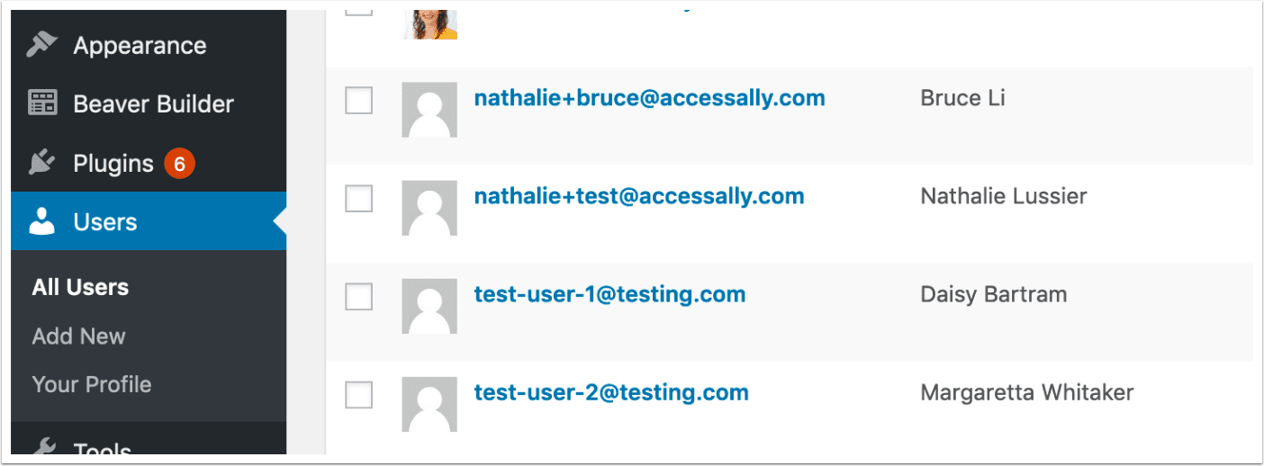 Screenshot of Users