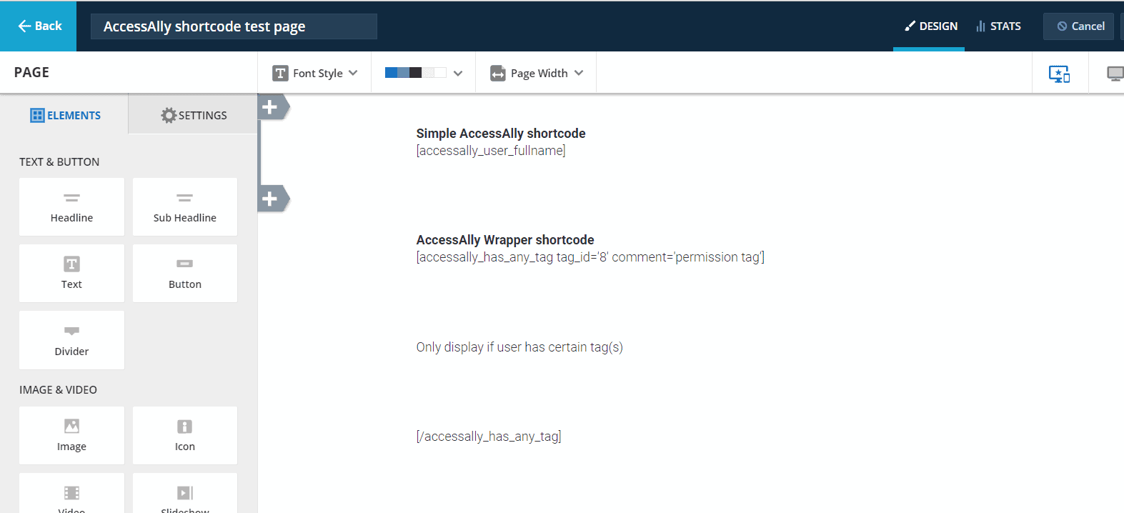 AccessAlly Shortcodes on Ontrapages