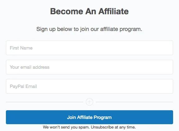 Affiliate Plugin Registration Form