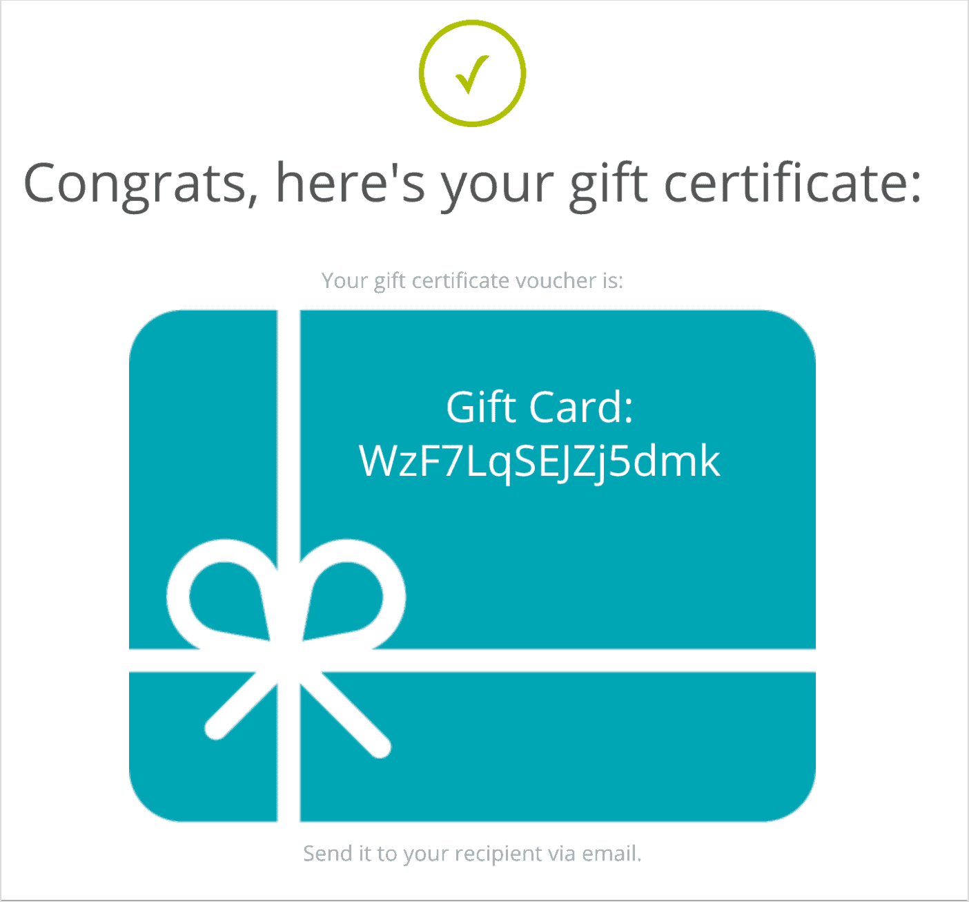 Screenshot of Gift Certificate