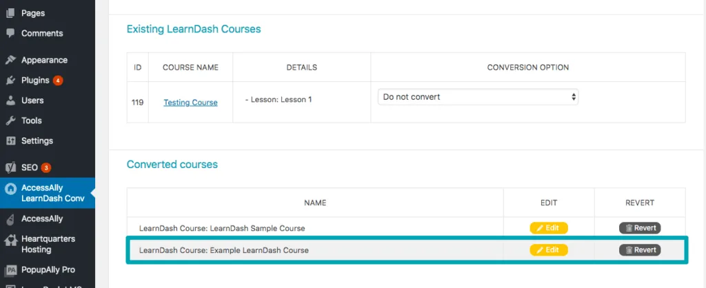 Edit or Revert LearnDash Conversion