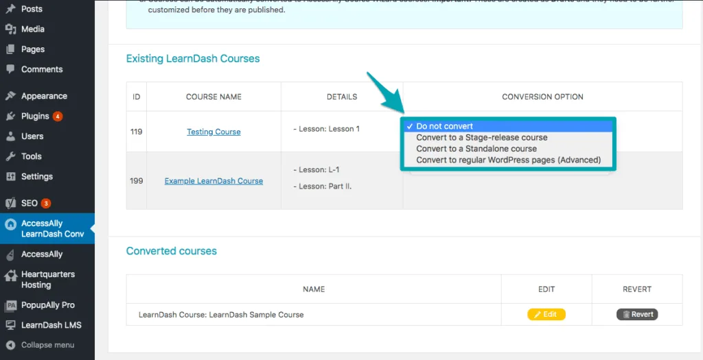 Selecting Course Type in LearnDash Conversion Tool