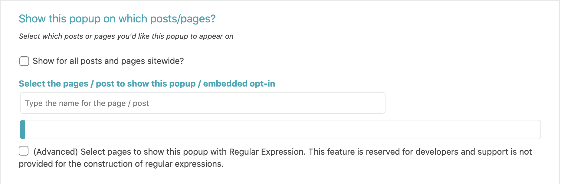 Which pages should your popup appear on
