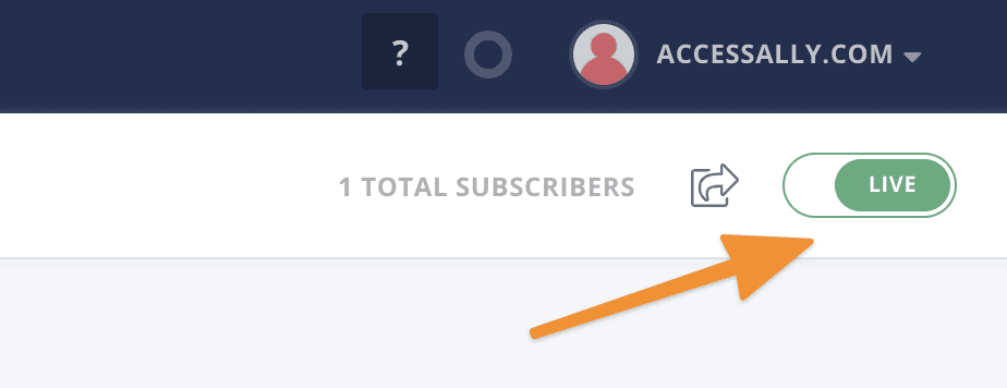 Screenshot of ConvertKit go live button