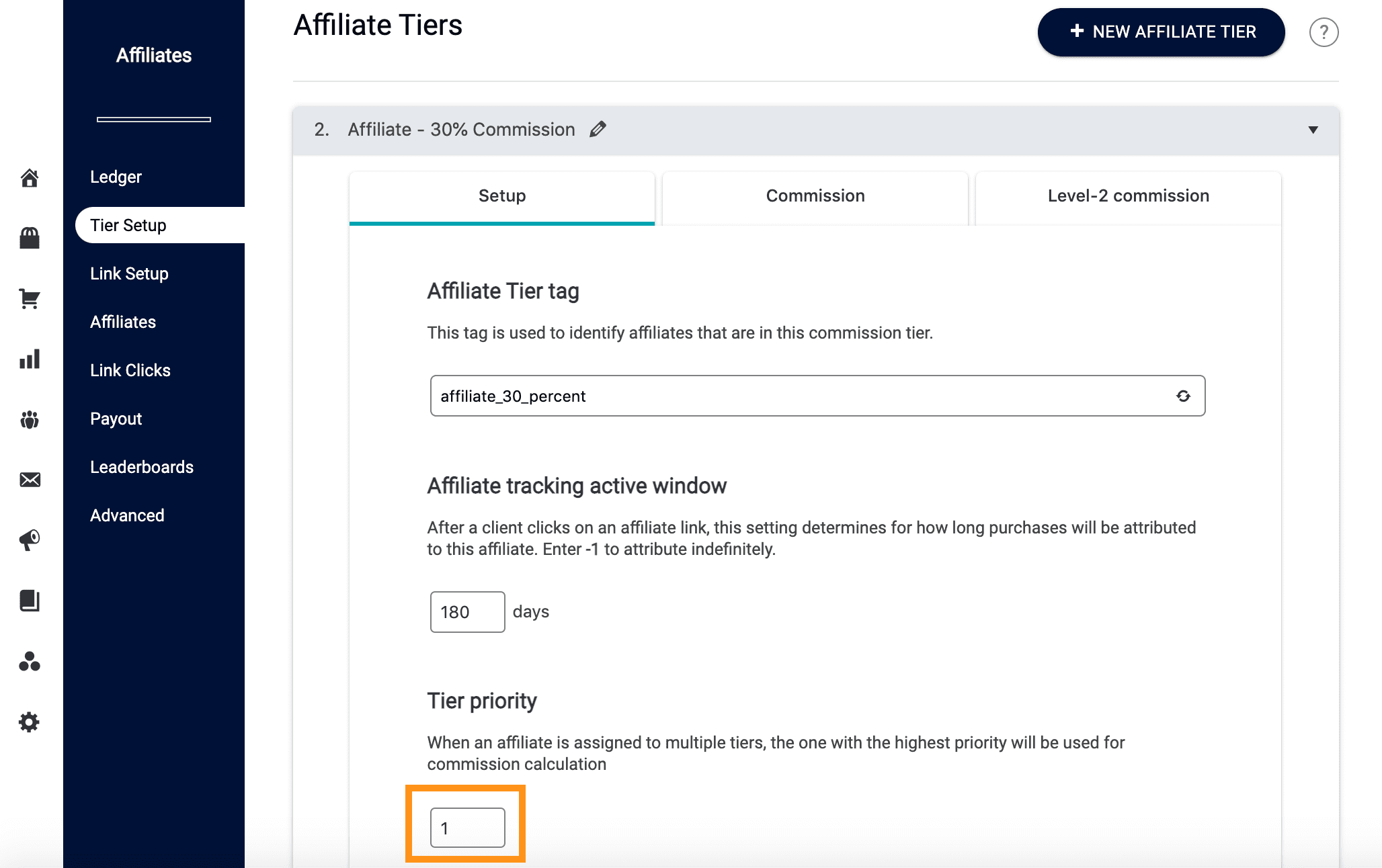 AccessAlly affiliate tier priority settings