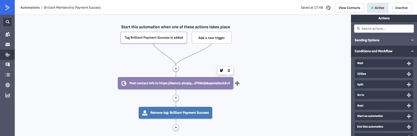 ActiveCampaign Payment Success Automation