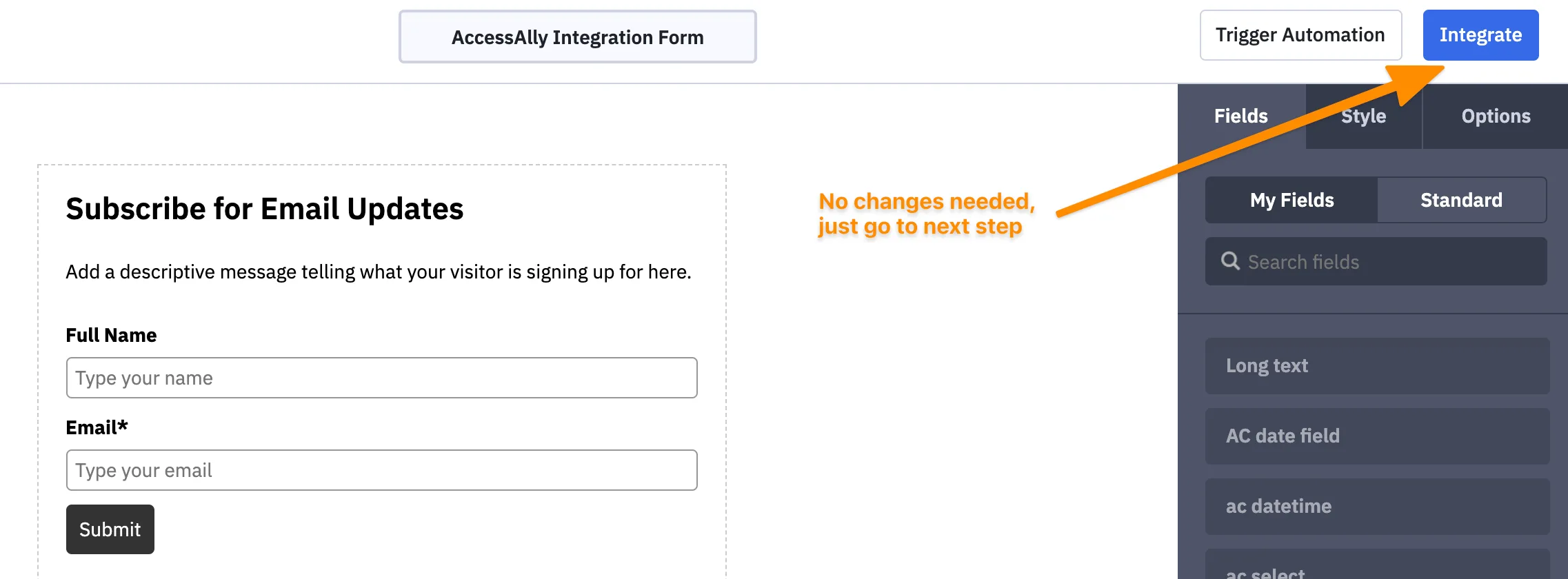 Screenshot of ActiveCampaign Step 4