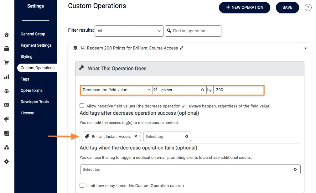 Apply Tags after Decrease
