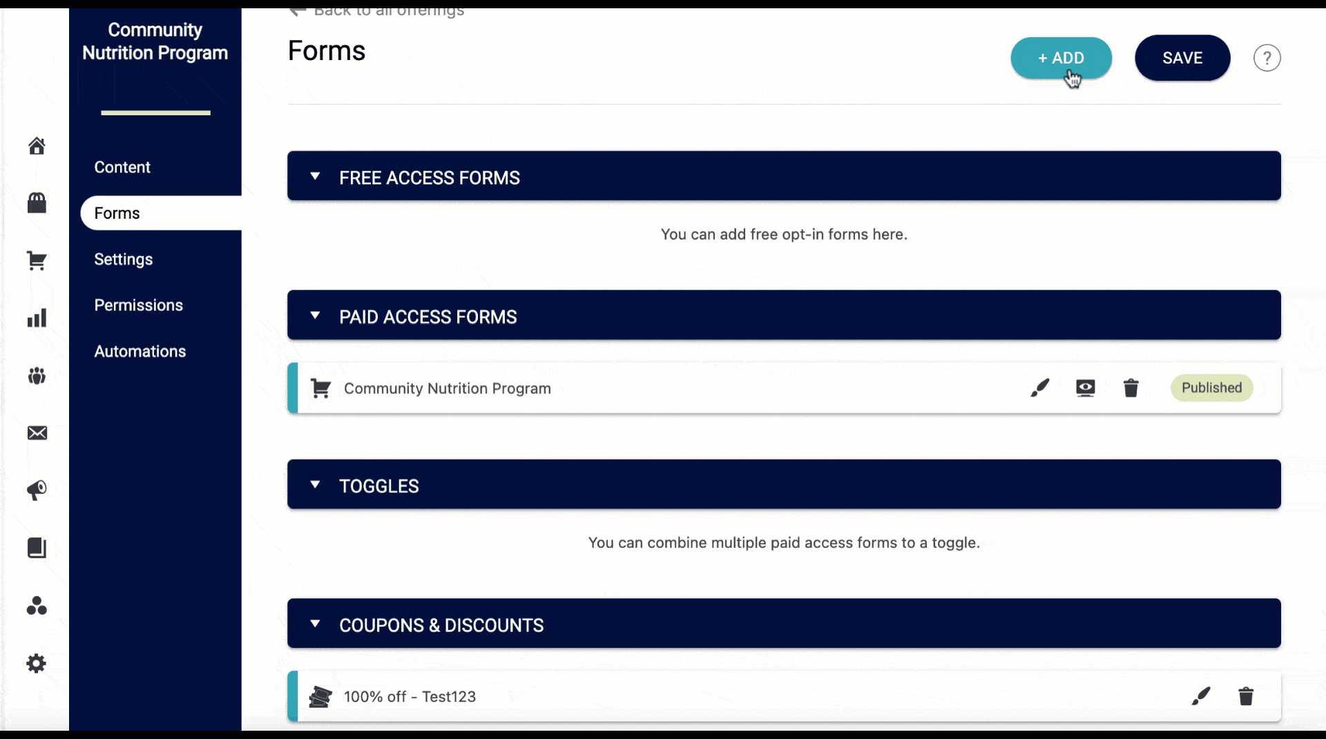GIF showing how to create a one time order form on AccessAlly to increase the team size