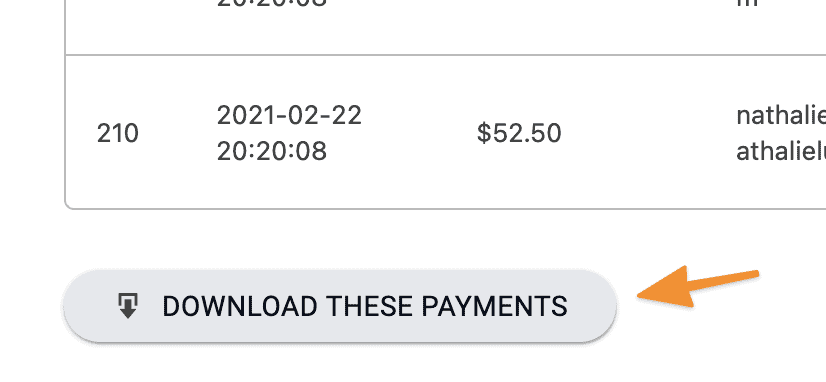 Screenshot of Download Payments button