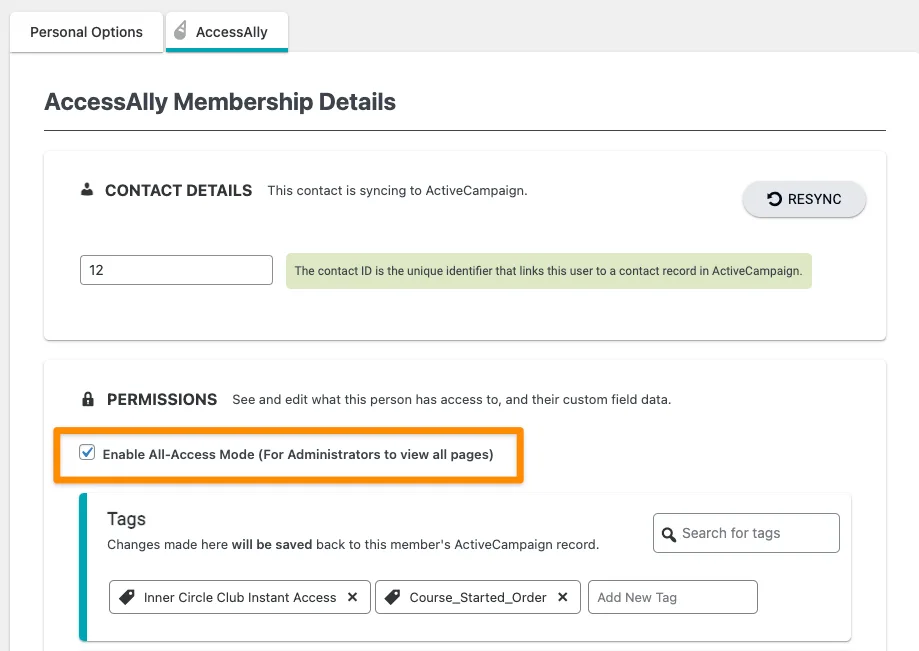 Enable All Access Mode