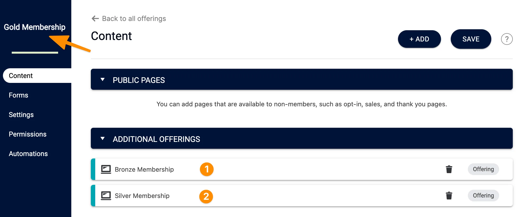 Screenshot of embedding offerings one within another