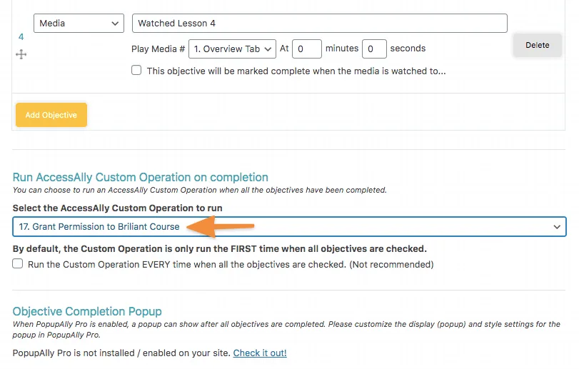 Grant Permission Upon Completion