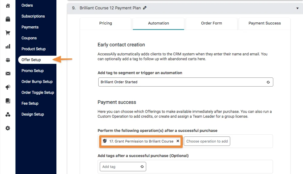 Grant Permission Via Offer