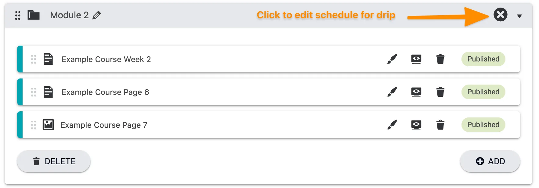 Screenshot of module example without a schedule