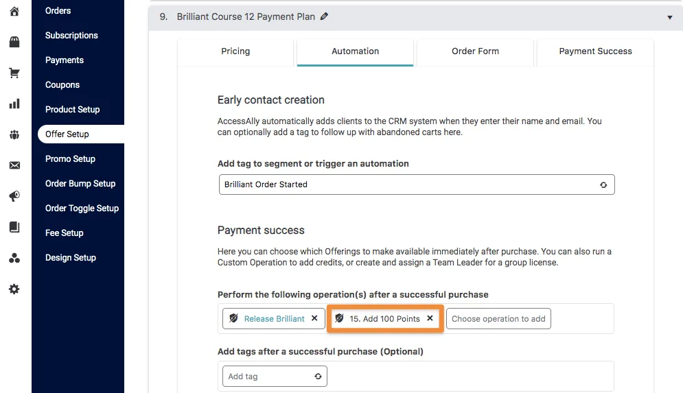 Multiple Custom Operations upon Purchase