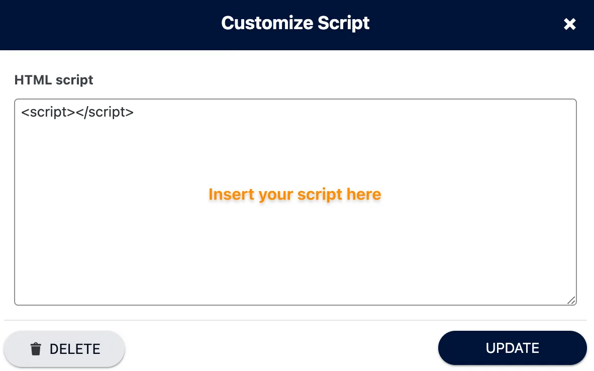 Screenshot of script area