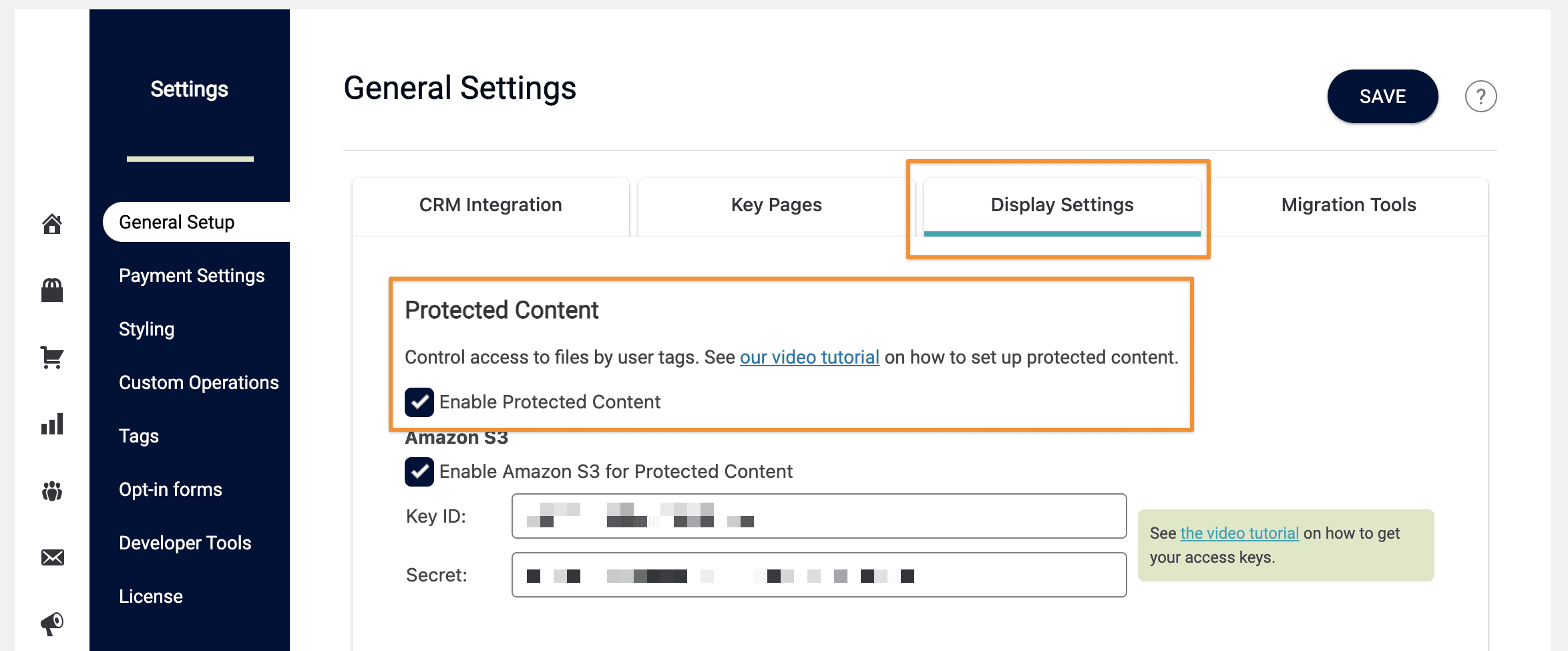 Screenshot showing where to find protected content and enable that setting