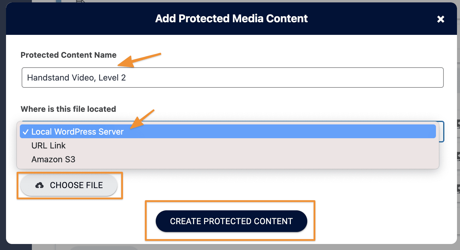 Screenshot from AccessAlly showing how to name protected content from the content wizard