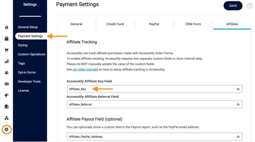 How to locate the AccessAlly affiliate key