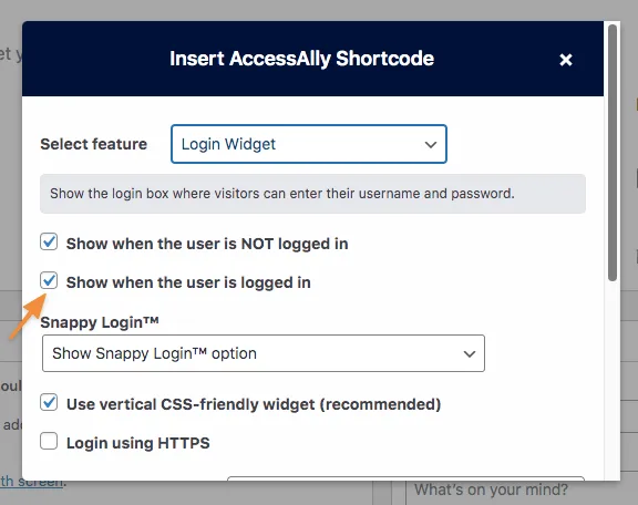 Show When User Is Logged In