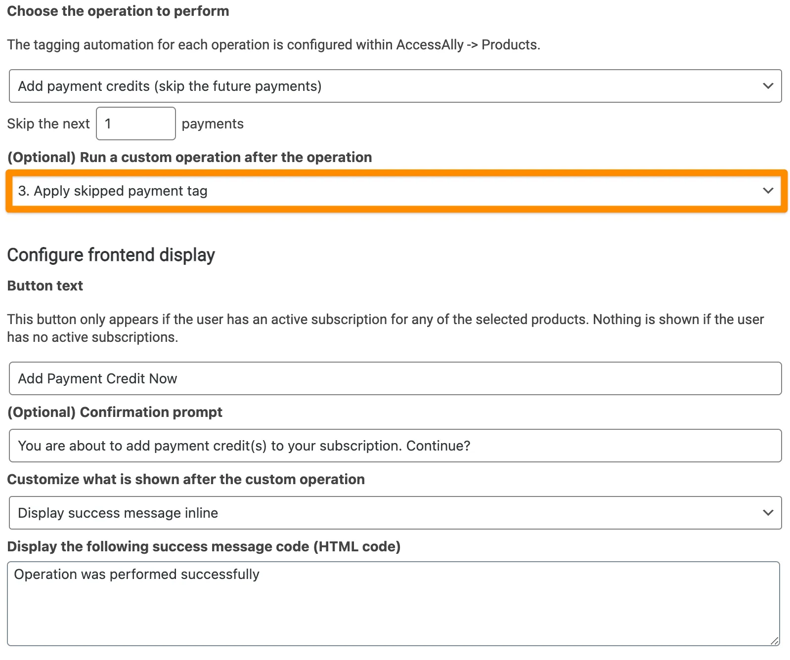 Screenshot of applied skipped tag