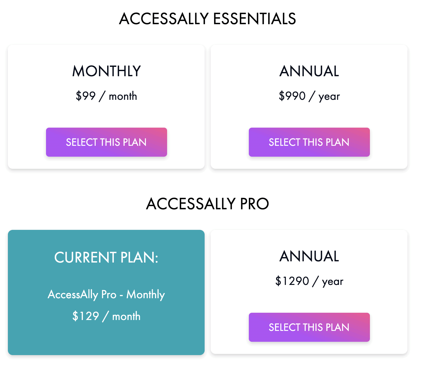 Screenshot of subscription replacement example