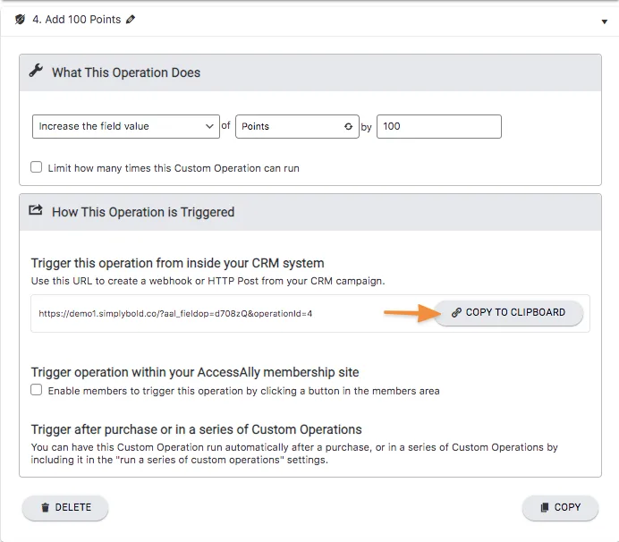 Trigger Custom Operation in the CRM