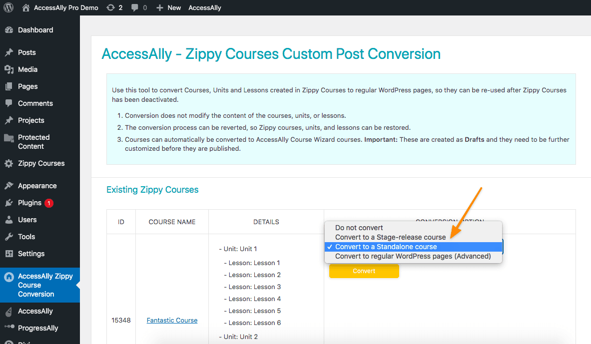 Zippy Course Convert to a Standalone Course