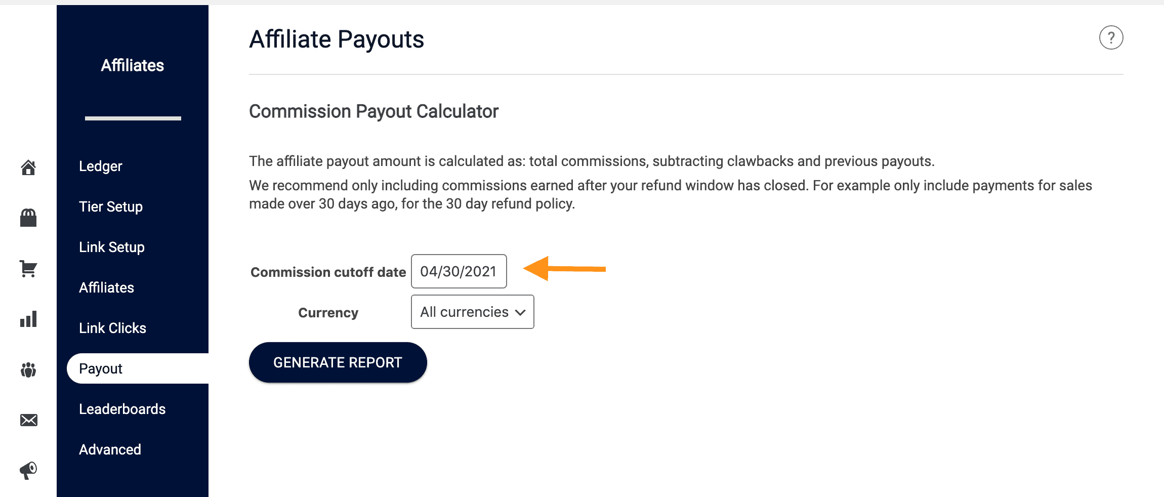affiliate payout cutoff date