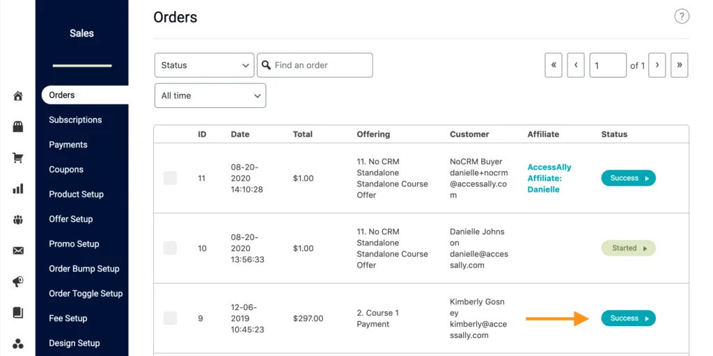 assign an affiliate to an order