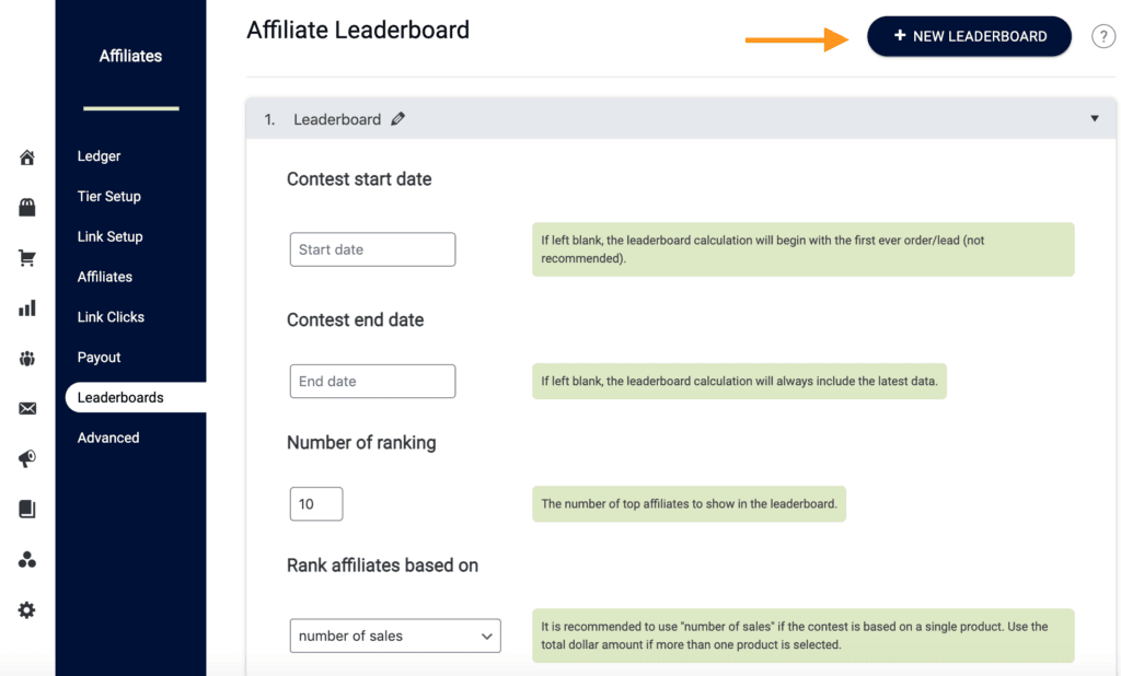 Affiliate Leaderboard in the Open