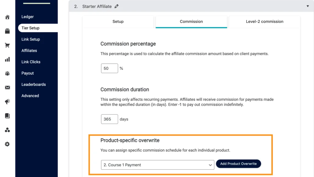 AccessAlly specific product overwrite 