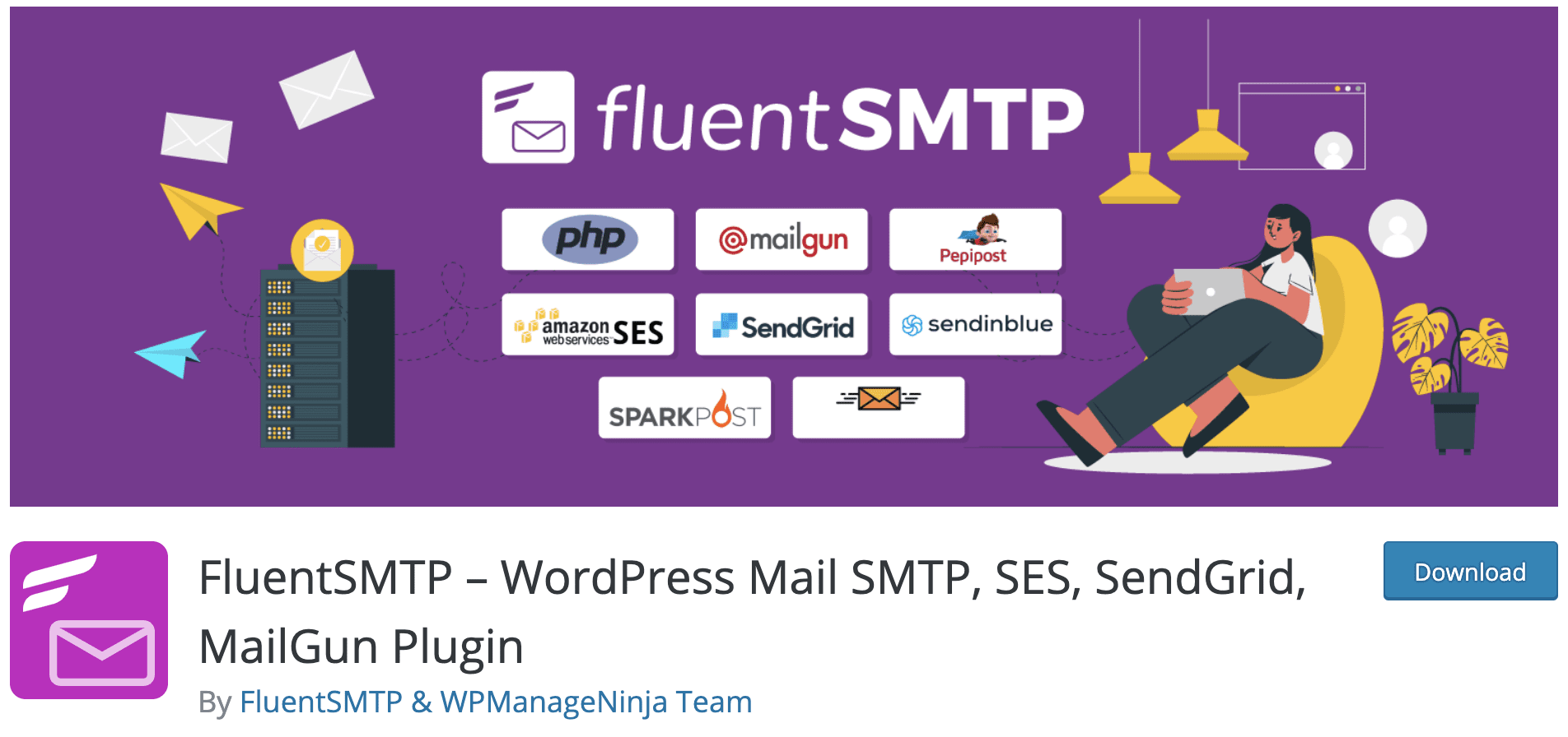 Screenshot of Fluent SMTP download page