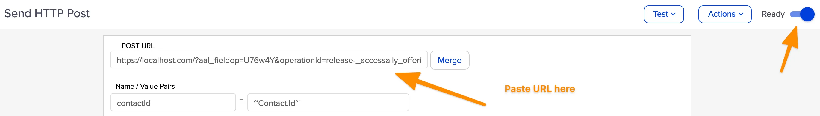 Screenshot of Infusionsoft HTTP post area