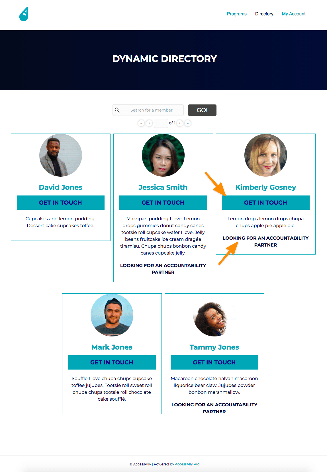 Member Directory with Accountability