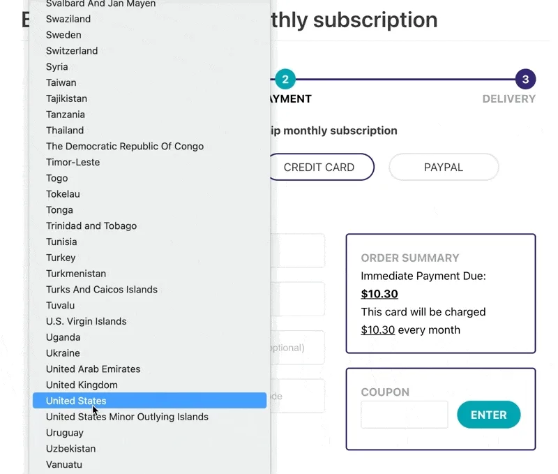Animated gif of refreshing tax calculation