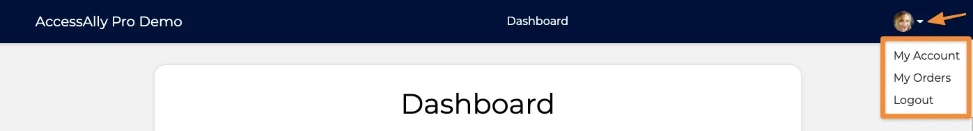 Account Menu Caret AccessAlly Theme