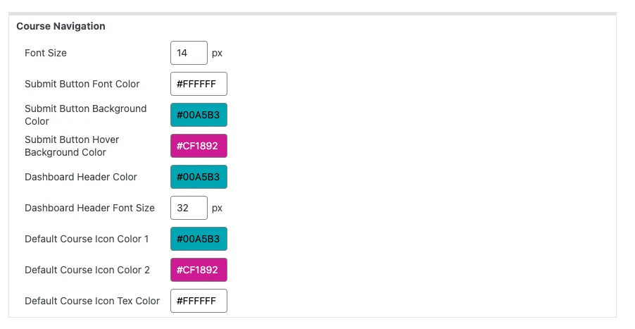 Course Navigation Styling
