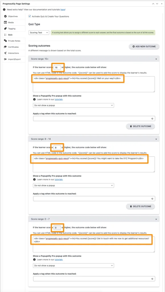 Scoring Test Outcomes