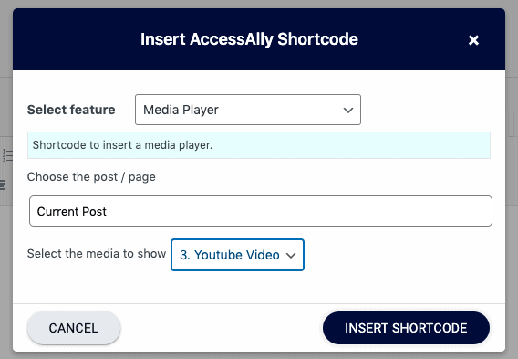Media Player Shortcode