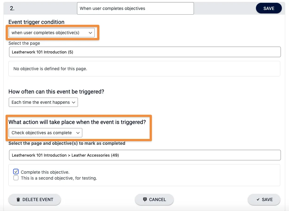 Objective Completion Event
