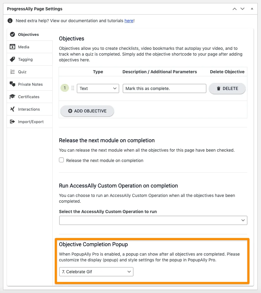 Objective Completion Popup