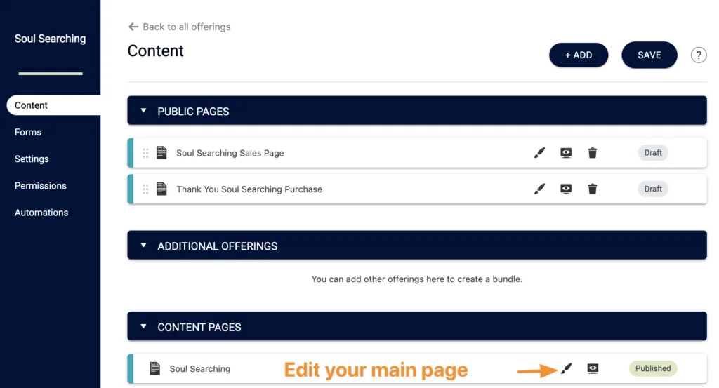 Screenshot of what page to edit
